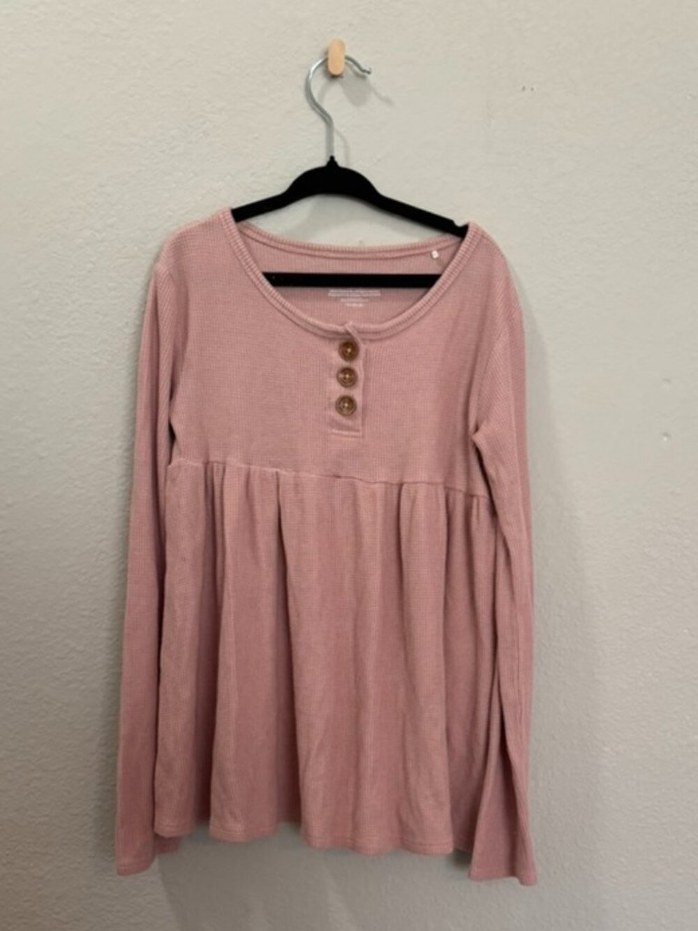 Posh Peanut Pink Soft Waffle Knit Bamboo Blend Babydoll Top Size 10Y